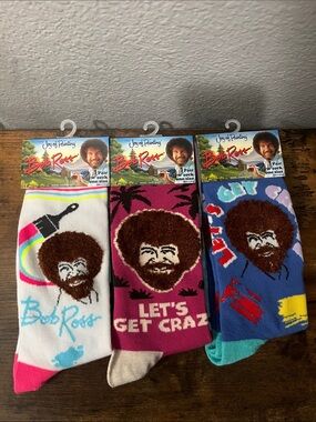 Men's Novelty Socks - Multicolor (3-Pack) Bob Ross NWT!!